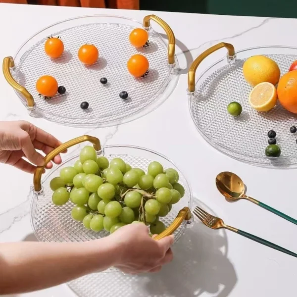 Snack Fruit Tray Transparent Bulat Gold